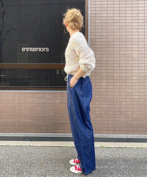 セール】デザインステッチソフトデニムパンツ(comochi select