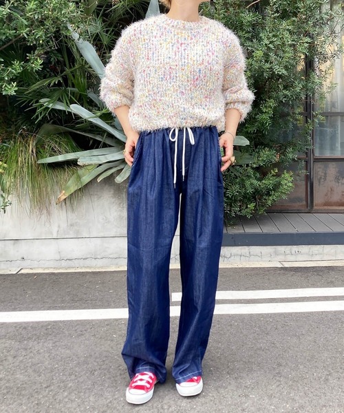 セール】デザインステッチソフトデニムパンツ(comochi select