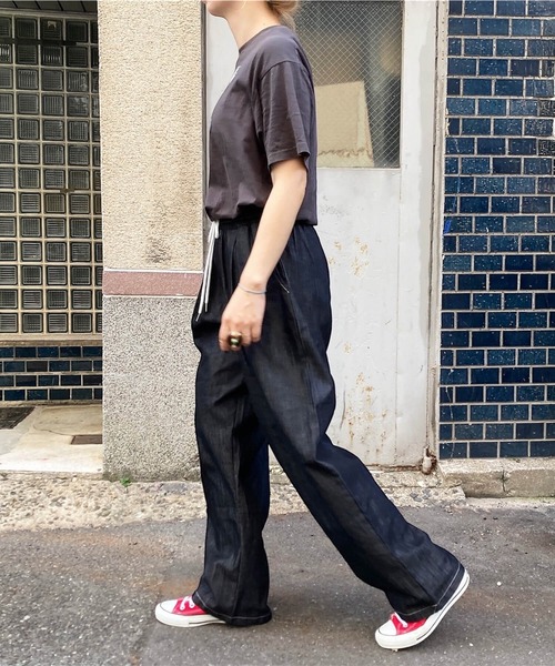 セール】デザインステッチソフトデニムパンツ(comochi select