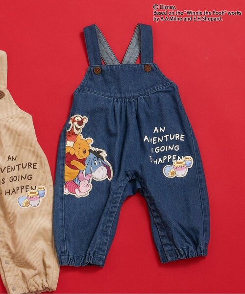 Disney(ディズニー)の「【リンク】ディズニーキャラクター くまのプーさん/ベビーサロペット(その他ベビーウェア・キッズ・インディゴブルー/ベージュ・80)」の2枚目の写真