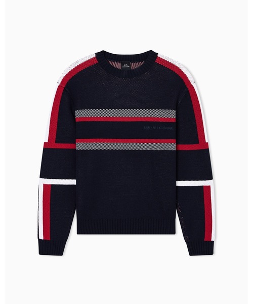 ARMANI EXCHANGE(アルマーニエクスチェンジ)の「【A|X アルマーニ エクスチェンジ】カラーブロック ニットプルオーバー(ニット/セーター・メンズ・ネイビー・LARGE/MEDIUM/SMALL/X-LARGE/X-SMALL)」の5枚目の写真