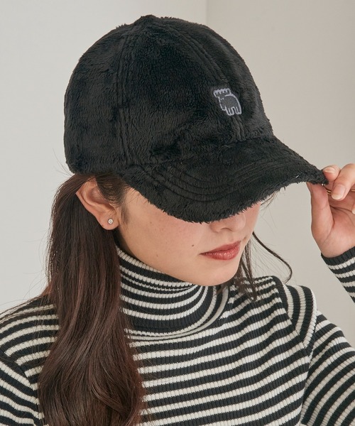 moz（モズ）の「【MOZ】ワンポイントボアフリースキャップ　361-0044（キャップ・レディース・ベージュ/チャコールグレー/アイボリー/ブラック・FREE）」の2枚目の写真