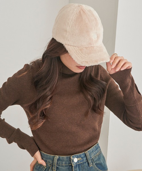 moz（モズ）の「【MOZ】ワンポイントボアフリースキャップ　361-0044（キャップ・レディース・ベージュ/チャコールグレー/アイボリー/ブラック・FREE）」の9枚目の写真