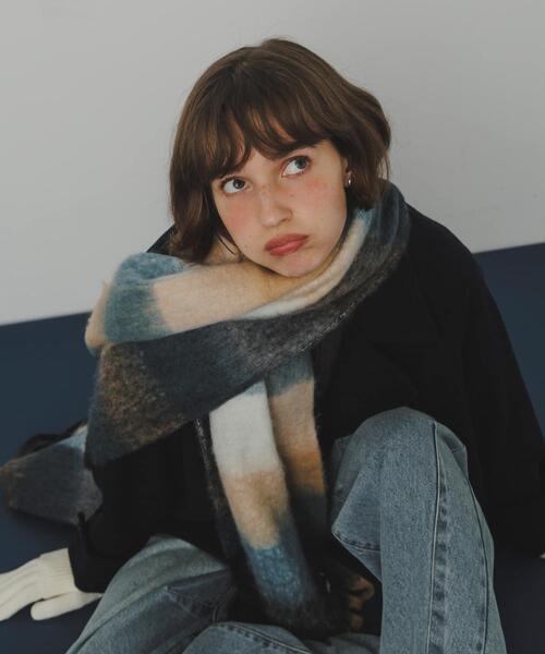 SMELLY(スメリー)の「ボリュームチェックマフラー(マフラー・レディース・ブラウン系その他/ブルー系その他・-)」の20枚目の写真