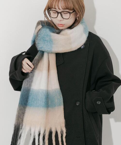 SMELLY(スメリー)の「ボリュームチェックマフラー(マフラー・レディース・ブラウン系その他/ブルー系その他・-)」の5枚目の写真