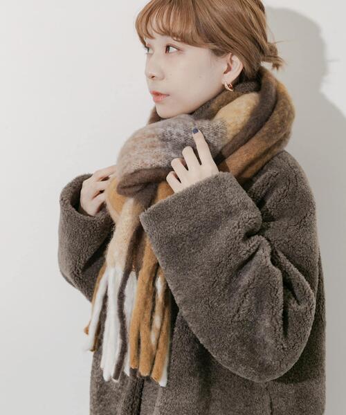 SMELLY(スメリー)の「ボリュームチェックマフラー(マフラー・レディース・ブラウン系その他/ブルー系その他・-)」の12枚目の写真