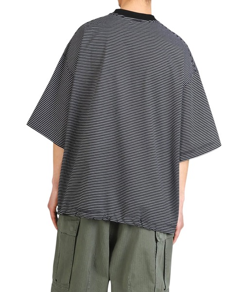 is-ness（イズネス）の「is-ness / イズネス：BALLOON BORDER SHORT SLEEVE T-SHIRT：31SSSH05-3[NOA]（Tシャツ/カットソー・メンズ・ブラック×ホワイト/ネイビー×ホワイト・M/L）」の9枚目の写真