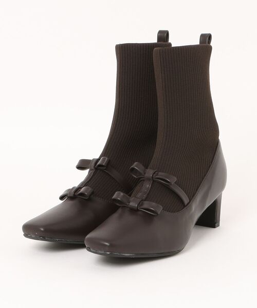 Parade(パレード)の「ダブルリボンソックスブーツ TSD7380(ブーツ・レディース・ブラック/グレー/ダークブラウン・S/M/L/LL)」の3枚目の写真