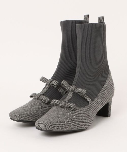 Parade(パレード)の「ダブルリボンソックスブーツ TSD7380(ブーツ・レディース・ブラック/グレー/ダークブラウン・S/M/L/LL)」の2枚目の写真