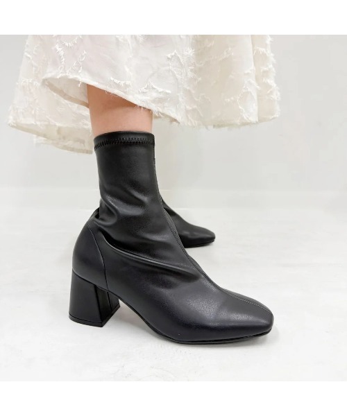 carino(カリーノ)の「【レイン対応】ストレッチヒールブーツ(ブーツ・レディース・デザートカモ/ブラック・S/M/L/LL)」の2枚目の写真