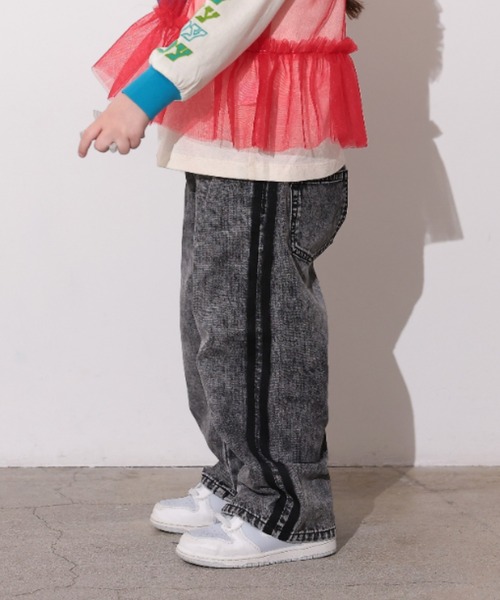 Ocean&Ground（オーシャン&グラウンド）の「Jr.ｻｲﾄﾞﾗｲﾝﾃﾞﾆﾑﾊﾟﾝﾂ（デニムパンツ・キッズ・ブラック/ケミカルウォッシュ・160/150）」の11枚目の写真
