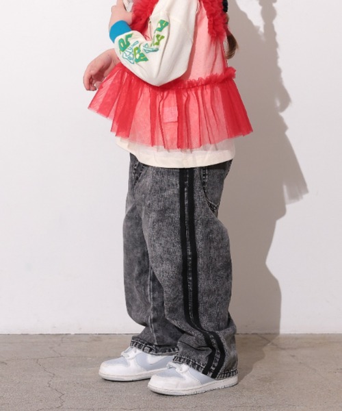Ocean&Ground（オーシャン&グラウンド）の「Jr.ｻｲﾄﾞﾗｲﾝﾃﾞﾆﾑﾊﾟﾝﾂ（デニムパンツ・キッズ・ブラック/ケミカルウォッシュ・160/150）」の12枚目の写真