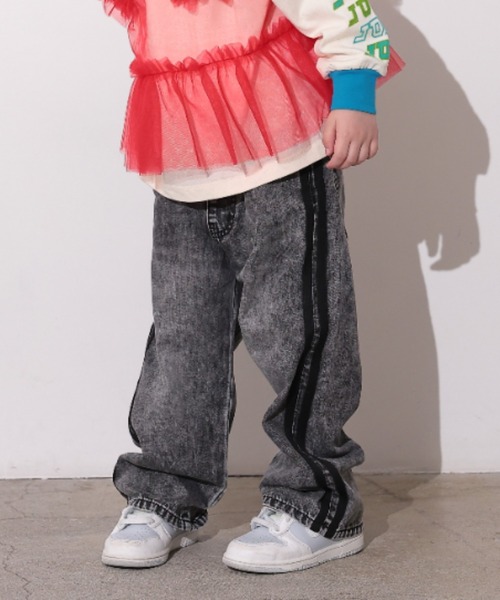 Ocean&Ground（オーシャン&グラウンド）の「Jr.ｻｲﾄﾞﾗｲﾝﾃﾞﾆﾑﾊﾟﾝﾂ（デニムパンツ・キッズ・ブラック/ケミカルウォッシュ・160/150）」の14枚目の写真