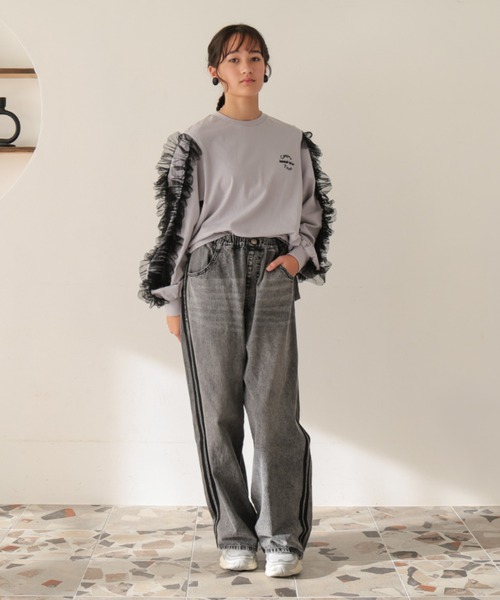 Ocean&Ground（オーシャン&グラウンド）の「Jr.ｻｲﾄﾞﾗｲﾝﾃﾞﾆﾑﾊﾟﾝﾂ（デニムパンツ・キッズ・ブラック/ケミカルウォッシュ・160/150）」の21枚目の写真