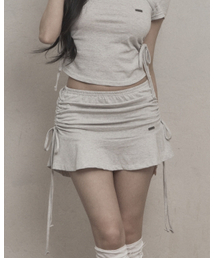 KHAKIPOINT（カーキポイント）の「Ribbon Shirring Skirt (melange)（スカート）」