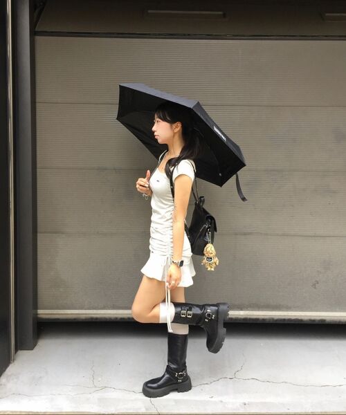 KHAKIPOINT(カーキポイント)の「Ribbon Shirring Skirt (melange)(スカート・レディース・その他・FREE)」の4枚目の写真