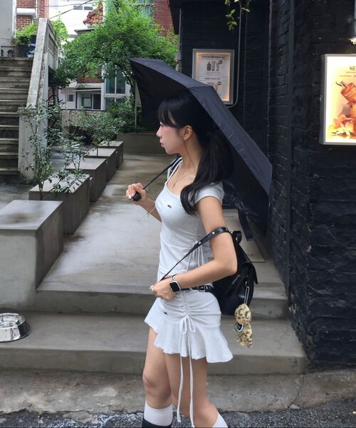 KHAKIPOINT(カーキポイント)の「Ribbon Shirring Skirt (melange)(スカート・レディース・その他・FREE)」の5枚目の写真