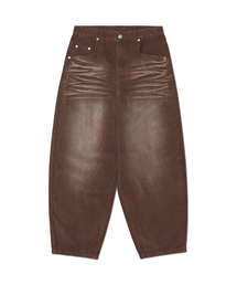 WAVE CURVED CORDUROY PANTS - BROWN