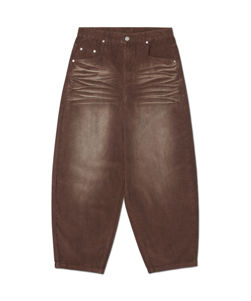 NOMANUAL(NOMANUAL)の「WAVE CURVED CORDUROY PANTS - BROWN(その他パンツ・レディース・その他・SMALL/MEDIUM/LARGE/X-LARGE)」の1枚目の写真