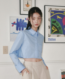 SALT AND CHOCOLATE（ソルトアンドチョコレート）の「SAC Logo Wrinkle Free Crop Shirt Sky Blue 4W2317001（シャツ/ブラウス・レディース）」
