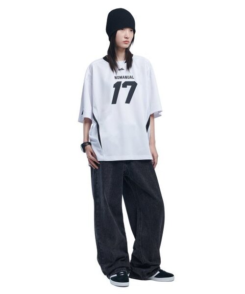 NOMANUAL（NOMANUAL）の「17 MESH BLOCK FOOTBALL JERSEY - WHITE（Tシャツ/カットソー・レディース・その他・LARGE/MEDIUM/X-LARGE）」の4枚目の写真