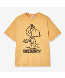 VTWO（ブイツー）の「パイロットスヌーピーピグメントTシャツ (イエロー)（Tシャツ/カットソー）」