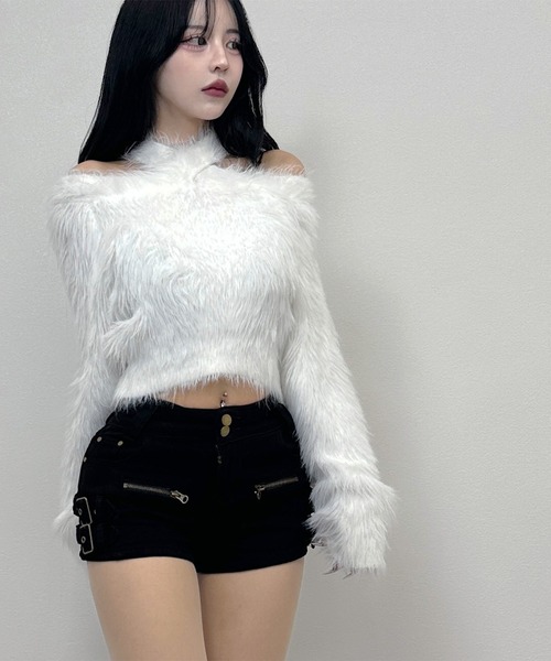 FOLLOWIN(フォロウィン)の「ダブルバックルショートパンツ(デニムパンツ・レディース・ブラック/グリーン・SMALL/MEDIUM/LARGE)」の4枚目の写真