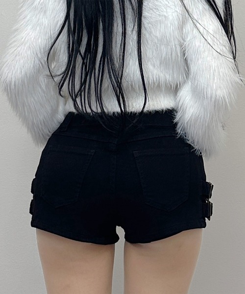 FOLLOWIN(フォロウィン)の「ダブルバックルショートパンツ(デニムパンツ・レディース・ブラック/グリーン・SMALL/MEDIUM/LARGE)」の9枚目の写真