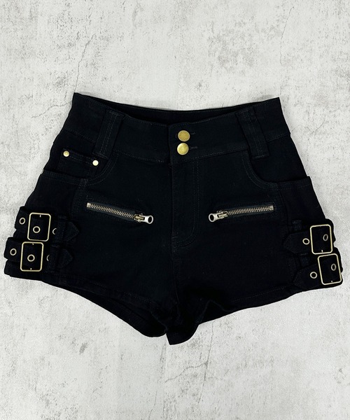 FOLLOWIN(フォロウィン)の「ダブルバックルショートパンツ(デニムパンツ・レディース・ブラック/グリーン・SMALL/MEDIUM/LARGE)」の21枚目の写真