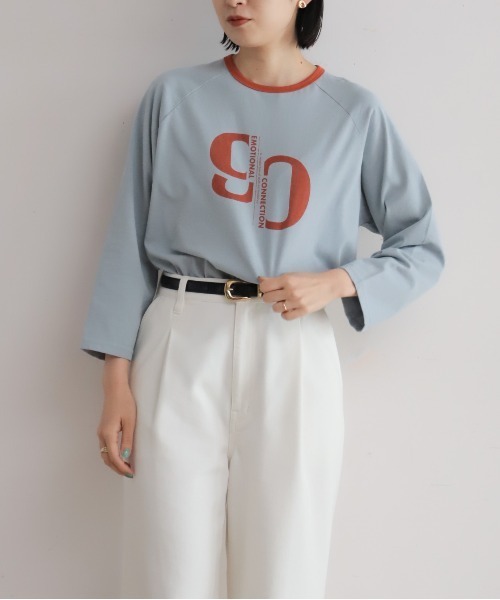 NOMBRE IMPAIR（ノンブルアンペール）の「90ｓロゴＰＴ　リンガー8分袖ＴＥＥ（Tシャツ/カットソー・レディース・キナリ/サックスブルー・FREE）」の14枚目の写真