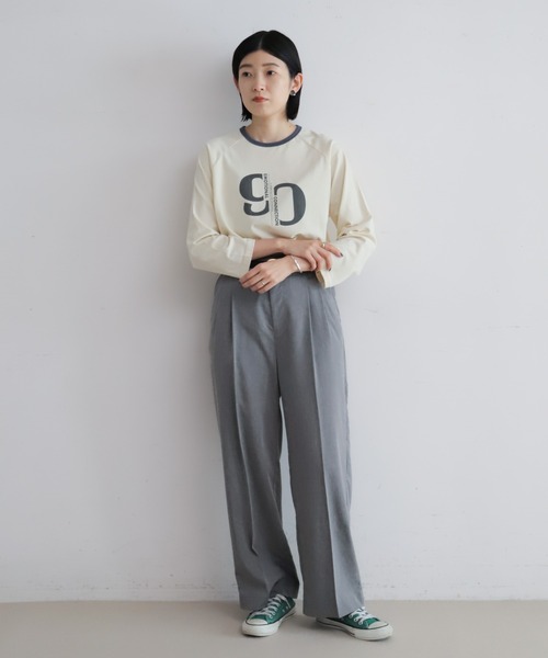 NOMBRE IMPAIR（ノンブルアンペール）の「90ｓロゴＰＴ　リンガー8分袖ＴＥＥ（Tシャツ/カットソー・レディース・キナリ/サックスブルー・FREE）」の5枚目の写真