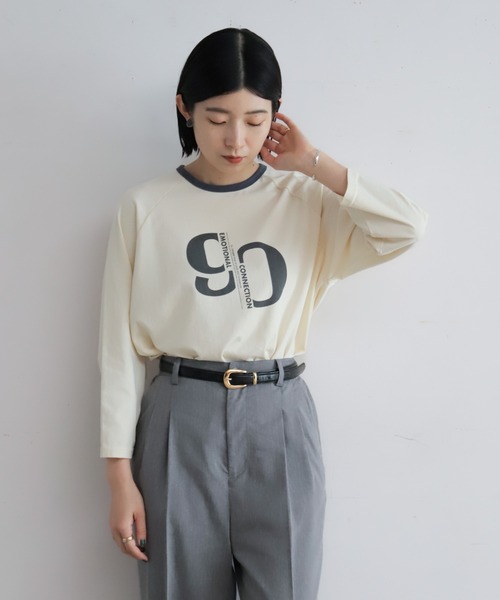 NOMBRE IMPAIR（ノンブルアンペール）の「90ｓロゴＰＴ　リンガー8分袖ＴＥＥ（Tシャツ/カットソー・レディース・キナリ/サックスブルー・FREE）」の7枚目の写真