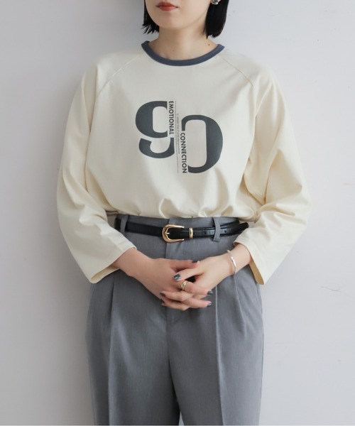 NOMBRE IMPAIR（ノンブルアンペール）の「90ｓロゴＰＴ　リンガー8分袖ＴＥＥ（Tシャツ/カットソー・レディース・キナリ/サックスブルー・FREE）」の6枚目の写真