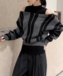 オフショルダー」に該当するトップス（ストライプ柄）ファッション通販