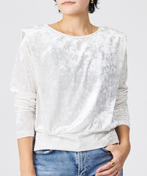 Rouge vif la cle（ルージュヴィフラクレ）の「【Keena/キーナ】ロングスリーブ/トップス/ベロア/お出かけ【WEB限定】（Tシャツ/カットソー・レディース・グレー/ホワイト・フリー）」の2枚目の写真