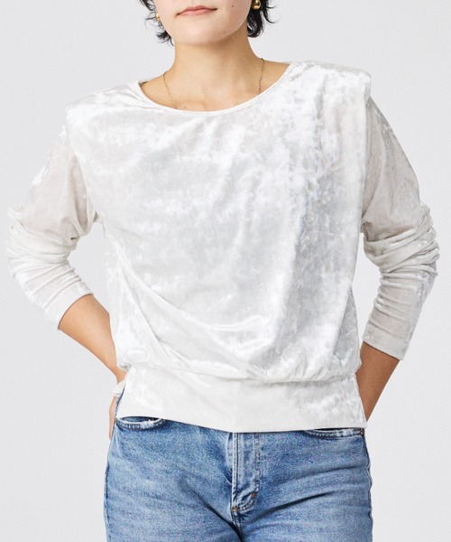 Rouge vif la cle（ルージュヴィフラクレ）の「【Keena/キーナ】ロングスリーブ/トップス/ベロア/お出かけ【WEB限定】（Tシャツ/カットソー・レディース・グレー/ホワイト・フリー）」の6枚目の写真