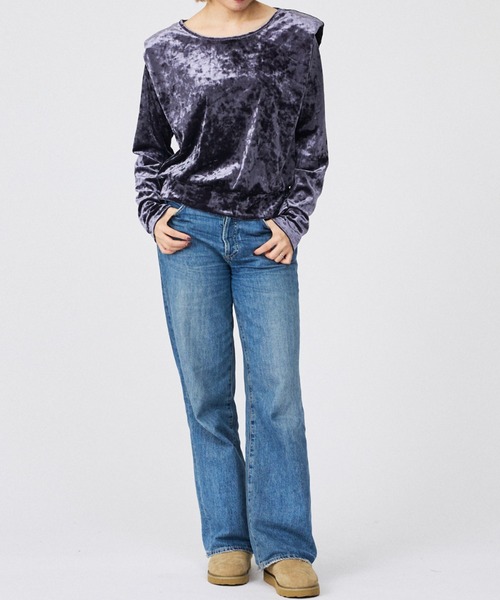 Rouge vif la cle（ルージュヴィフラクレ）の「【Keena/キーナ】ロングスリーブ/トップス/ベロア/お出かけ【WEB限定】（Tシャツ/カットソー・レディース・グレー/ホワイト・フリー）」の4枚目の写真