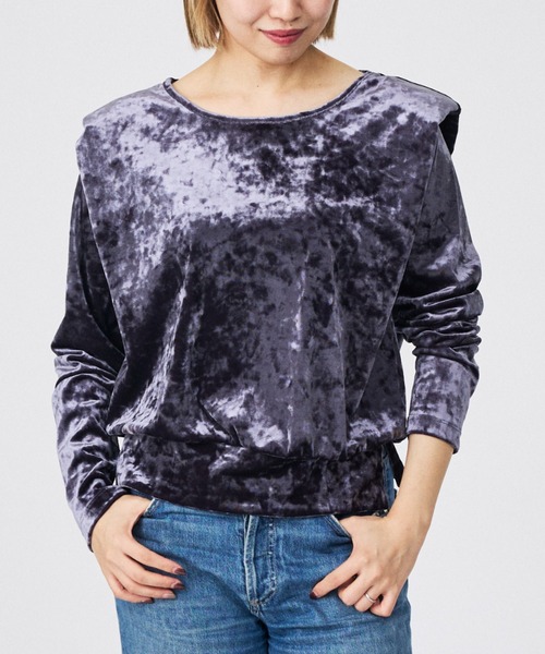 Rouge vif la cle（ルージュヴィフラクレ）の「【Keena/キーナ】ロングスリーブ/トップス/ベロア/お出かけ【WEB限定】（Tシャツ/カットソー・レディース・グレー/ホワイト・フリー）」の5枚目の写真