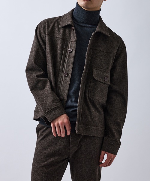 LE CERCLE par rope'（ルセルクルパーロペ）の「ツイードライクテクスチャーショートブルゾン/セットアップ対応（テーラードジャケット・メンズ・ブラック/チャコールグレー/ダークブラウン・L/LL/M/S）」の3枚目の写真