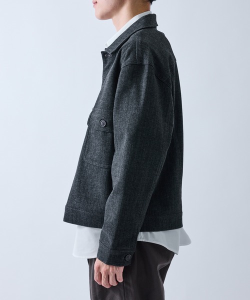 LE CERCLE par rope'（ルセルクルパーロペ）の「ツイードライクテクスチャーショートブルゾン/セットアップ対応（テーラードジャケット・メンズ・ブラック/チャコールグレー/ダークブラウン・L/LL/M/S）」の4枚目の写真