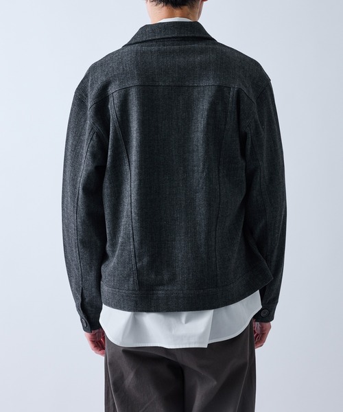 LE CERCLE par rope'（ルセルクルパーロペ）の「ツイードライクテクスチャーショートブルゾン/セットアップ対応（テーラードジャケット・メンズ・ブラック/チャコールグレー/ダークブラウン・L/LL/M/S）」の5枚目の写真