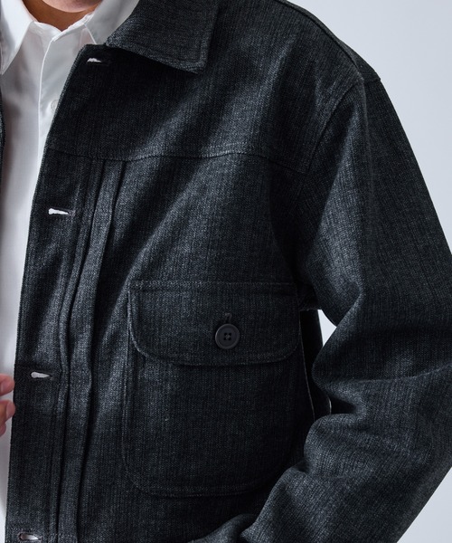LE CERCLE par rope'（ルセルクルパーロペ）の「ツイードライクテクスチャーショートブルゾン/セットアップ対応（テーラードジャケット・メンズ・ブラック/チャコールグレー/ダークブラウン・L/LL/M/S）」の7枚目の写真