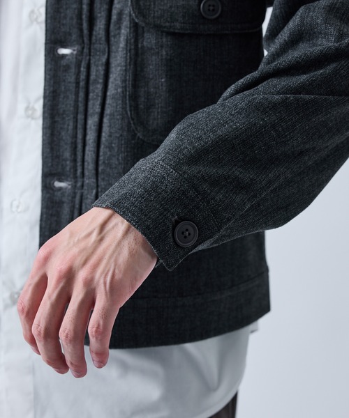 LE CERCLE par rope'（ルセルクルパーロペ）の「ツイードライクテクスチャーショートブルゾン/セットアップ対応（テーラードジャケット・メンズ・ブラック/チャコールグレー/ダークブラウン・L/LL/M/S）」の8枚目の写真