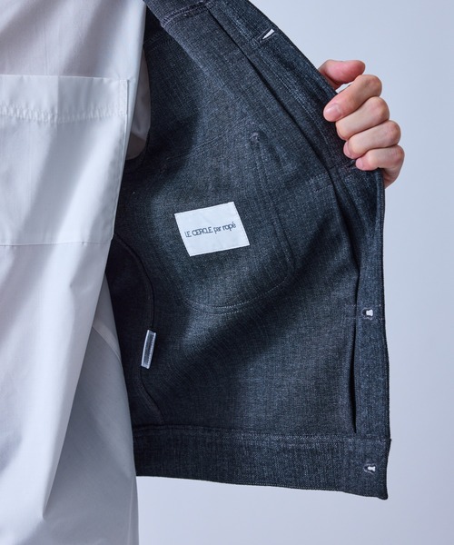 LE CERCLE par rope'（ルセルクルパーロペ）の「ツイードライクテクスチャーショートブルゾン/セットアップ対応（テーラードジャケット・メンズ・ブラック/チャコールグレー/ダークブラウン・L/LL/M/S）」の9枚目の写真