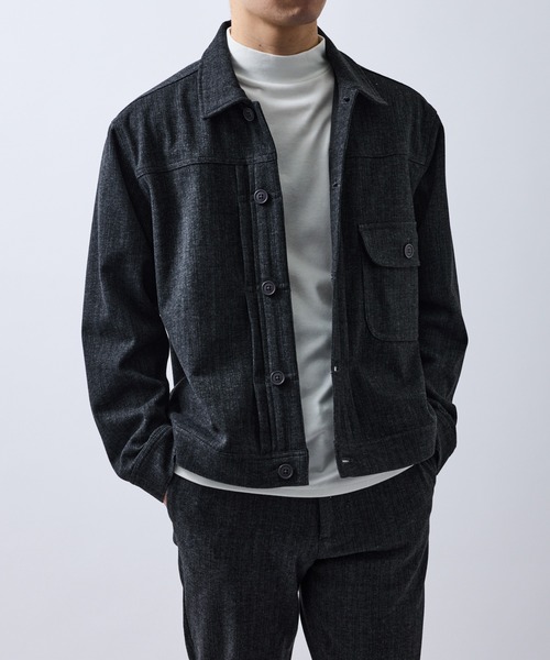 LE CERCLE par rope'（ルセルクルパーロペ）の「ツイードライクテクスチャーショートブルゾン/セットアップ対応（テーラードジャケット・メンズ・ブラック/チャコールグレー/ダークブラウン・L/LL/M/S）」の22枚目の写真