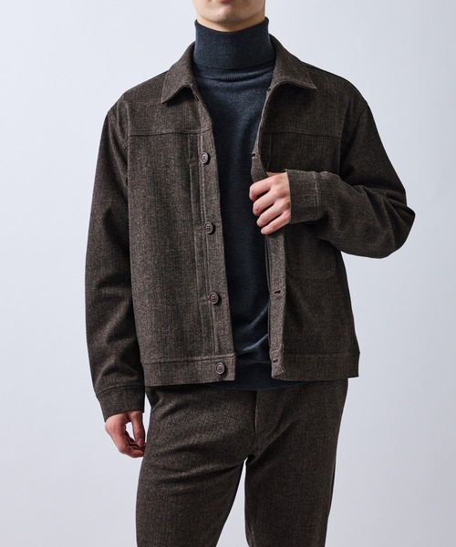 LE CERCLE par rope'（ルセルクルパーロペ）の「ツイードライクテクスチャーショートブルゾン/セットアップ対応（テーラードジャケット・メンズ・ブラック/チャコールグレー/ダークブラウン・L/LL/M/S）」の18枚目の写真
