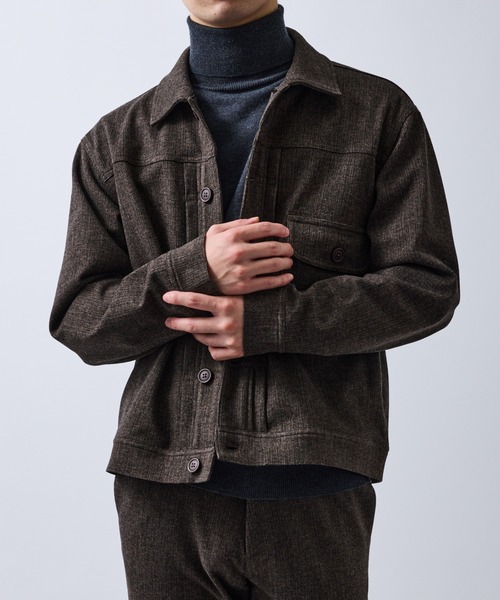 LE CERCLE par rope'（ルセルクルパーロペ）の「ツイードライクテクスチャーショートブルゾン/セットアップ対応（テーラードジャケット・メンズ・ブラック/チャコールグレー/ダークブラウン・L/LL/M/S）」の17枚目の写真