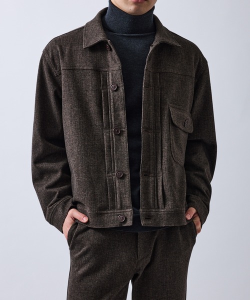 LE CERCLE par rope'（ルセルクルパーロペ）の「ツイードライクテクスチャーショートブルゾン/セットアップ対応（テーラードジャケット・メンズ・ブラック/チャコールグレー/ダークブラウン・L/LL/M/S）」の19枚目の写真