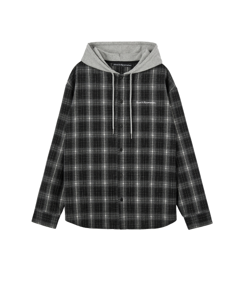 Rest&Recreation(レストアンドレクリエーション)の「CHECK HOOD SHIRTS - BLACK(シャツ/ブラウス・メンズ・その他・ONE)」の1枚目の写真