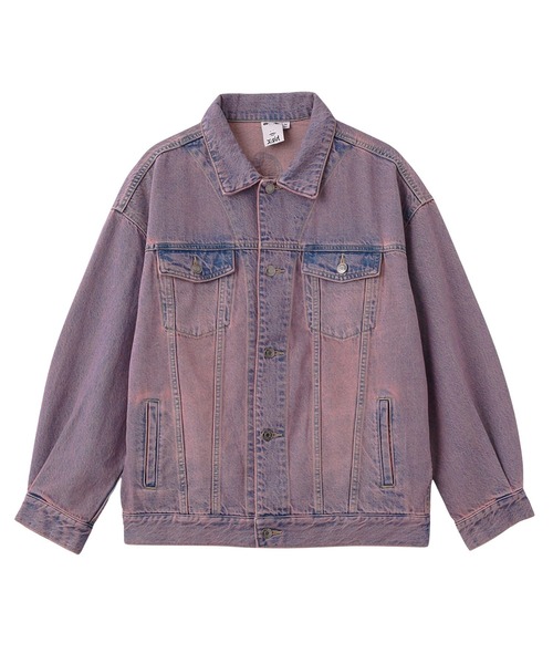 X-girl（エックスガール）の「CURSIVE LOGO DENIM JACKET（デニムジャケット・レディース・ピンク/ライトインディゴブルー・S/M）」の10枚目の写真